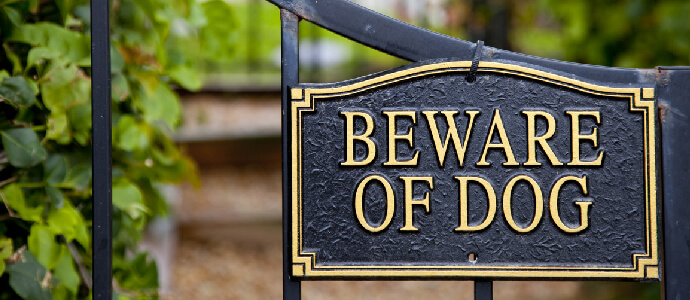 beware of dog sign on property