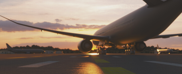 Empty airport at sunset, generic location.